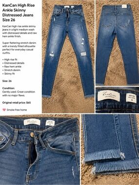 KanCan High Rise Distressed Skinny Jeans - Medium Blue